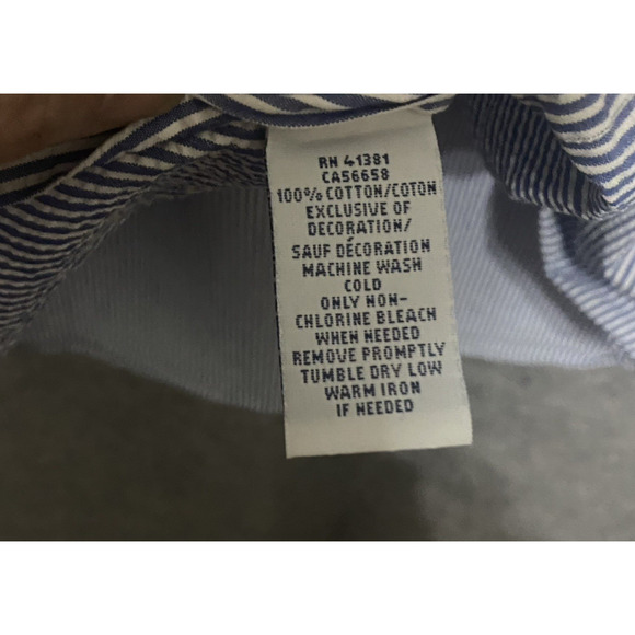 Ralph Lauren‎ Seersucker Button Down Shirt Mens 2XB Blue Striped Pony Logo - Picture 5 of 8